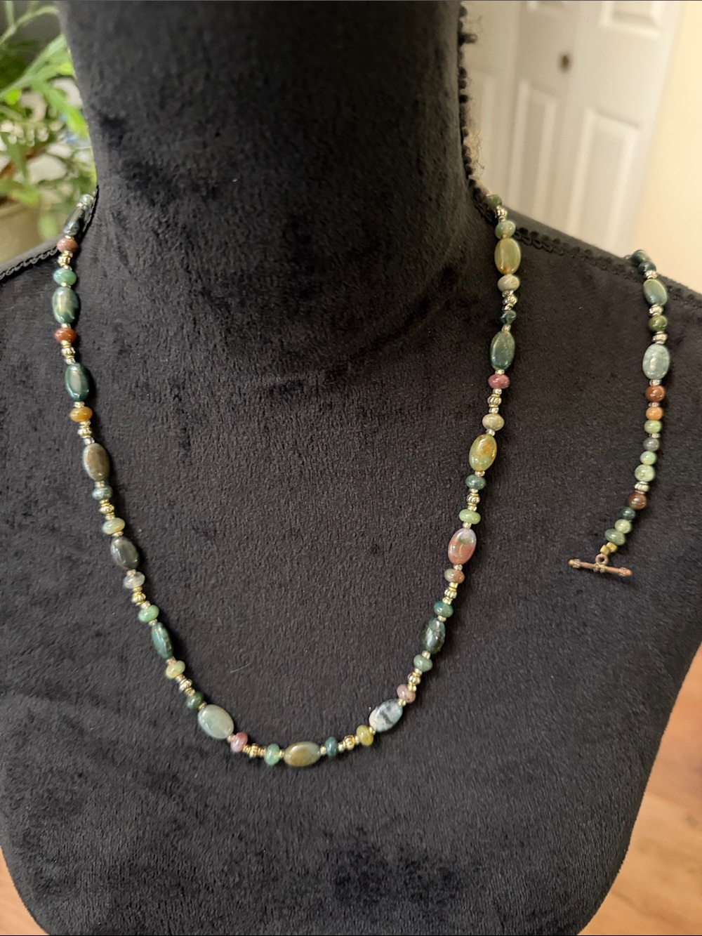 Multi-Color Gemstone and Beaded Necklace and Bracelet set